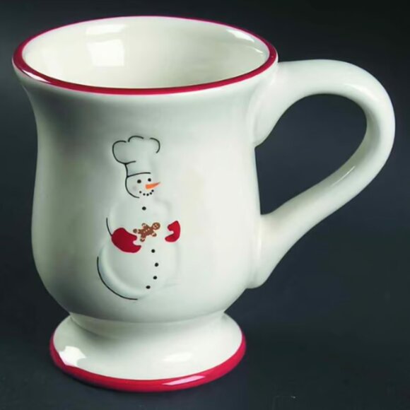 Williams-Sonoma Snowman Chef Set of Four Footed Mugs New in Box - Picture 8 of 10